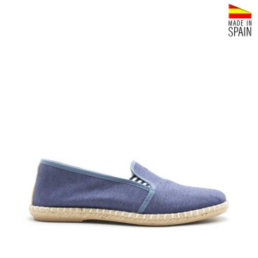 alpargatas hombre lona azul esparto lateral
