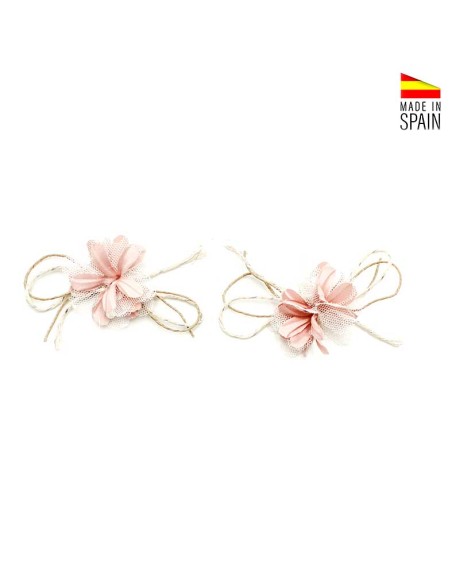 adornos zapatos niña flores rosas con lazo