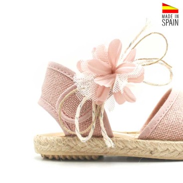 alpargatas niña rosa con flor decorativa tul