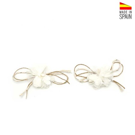 adornos zapatos niña flores blancas con lazo