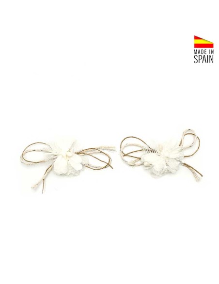 adornos zapatos niña flores blancas con lazo