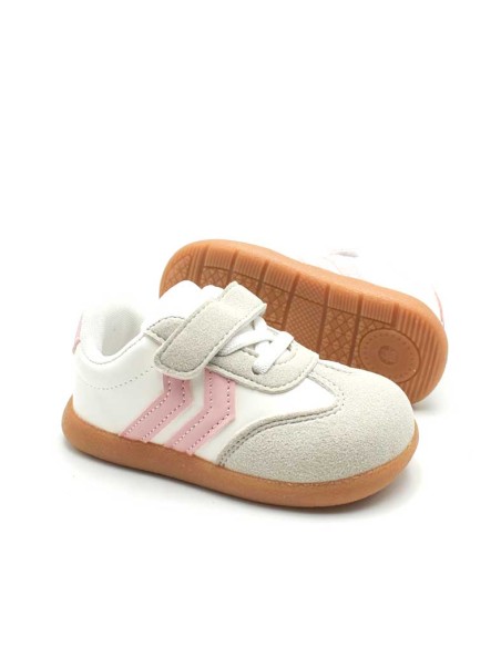 zapatillas casual bebe nina estilo bamba blanco gris rosa