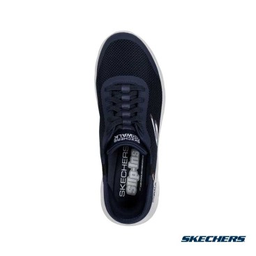 vista superior skechers go walk flex hands up azul marino