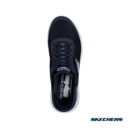 vista superior skechers go walk flex hands up azul marino