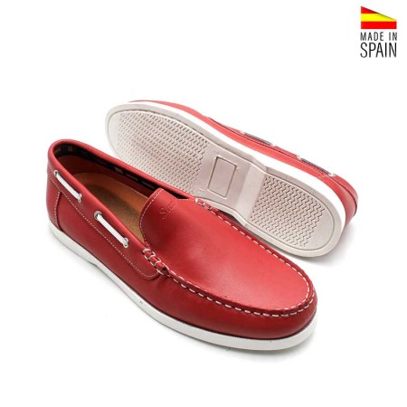 mocasines rojos hombre suela blanca goma casual