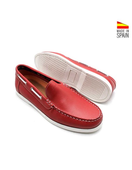 mocasines rojos hombre suela blanca goma casual