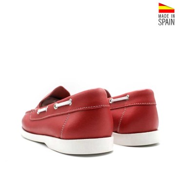 mocasin rojo piel hombre parte trasera cordon