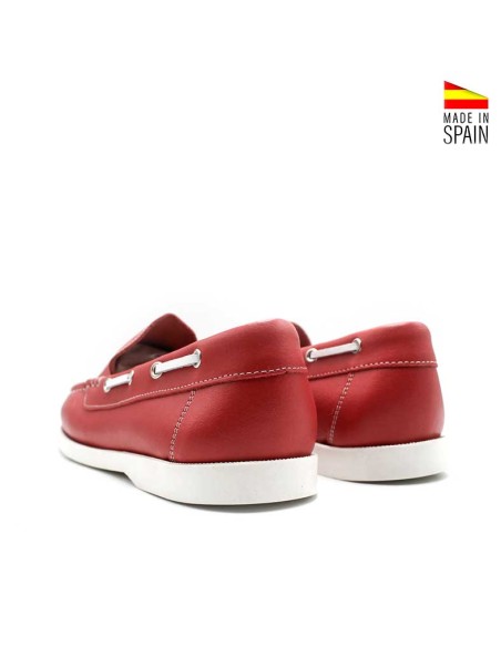 mocasin rojo piel hombre parte trasera cordon