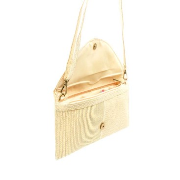 bolso cartera beige rafia interior cremallera