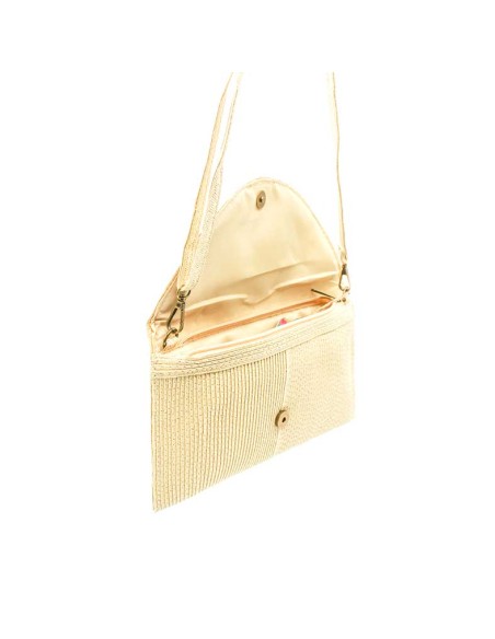 bolso cartera beige rafia interior cremallera