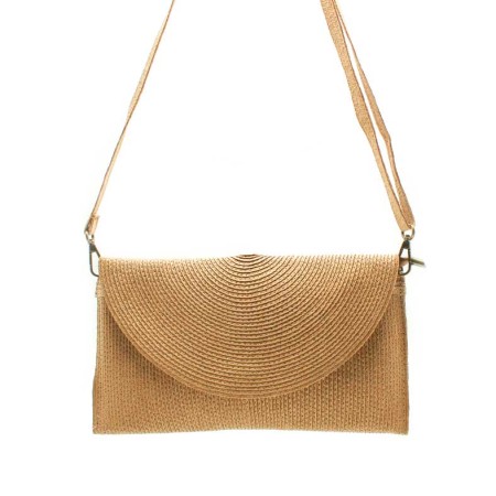bolso rafia camel mujer solapa elegante mano