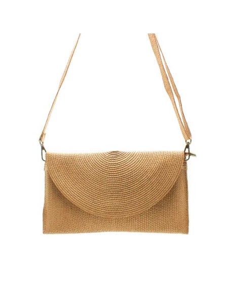 bolso rafia camel mujer solapa elegante mano