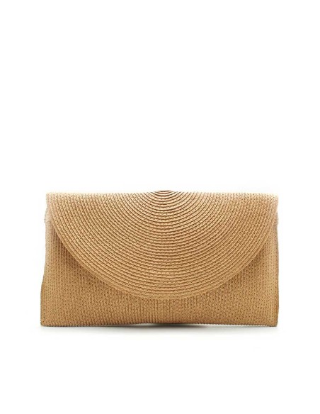 bolso cartera rafia camel mujer tipo sobre verano