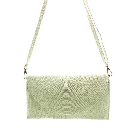 bolso rafia verde mujer solapa de mano