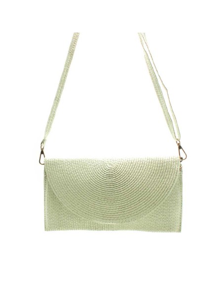 bolso rafia verde mujer solapa de mano