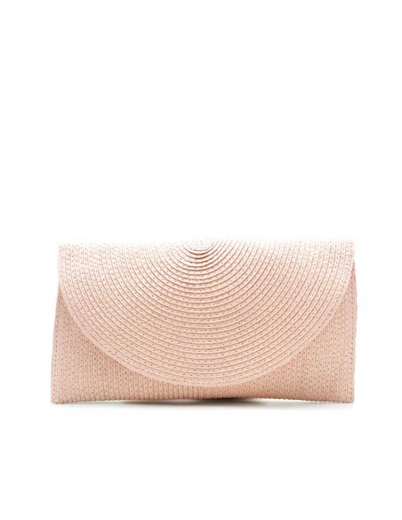 bolso rafia rosa mujer solapa elegante mano