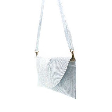 bolso rafia azul celeste mujer con asa larga bandolera