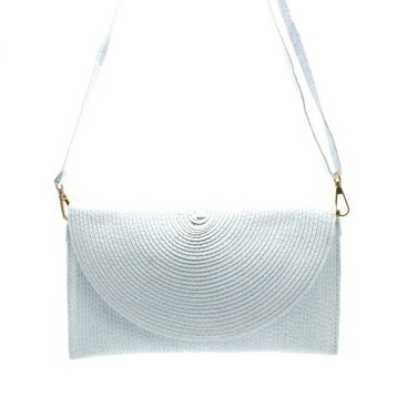 bolso rafia azul celeste mujer solapa elegante mano