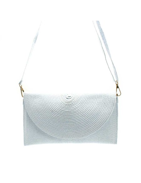 bolso rafia azul celeste mujer solapa elegante mano