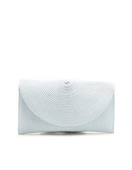 bolso cartera rafia azul celeste mujer tipo sobre verano