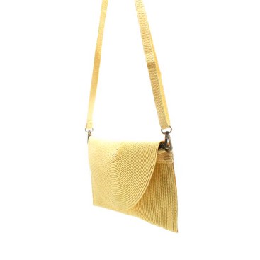 bolso rafia amarillo mujer con asa larga bandolera