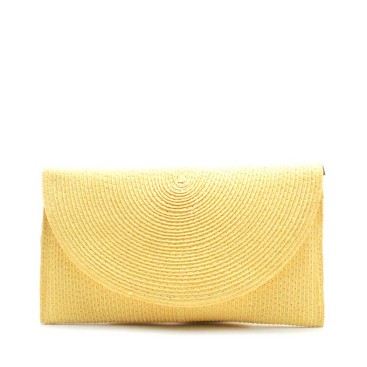 bolso cartera rafia amarilla mujer rectangular sobre verano