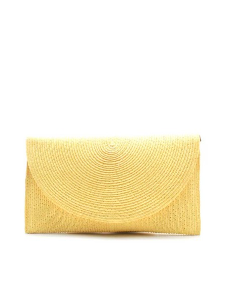 bolso cartera rafia amarilla mujer rectangular sobre verano