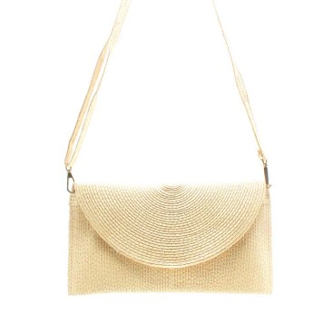 bolso rafia beige mujer solapa elegante mano