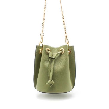 bolso bandolera verde piel cadena dorada elegante