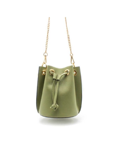 bolso bandolera verde piel cadena dorada elegante