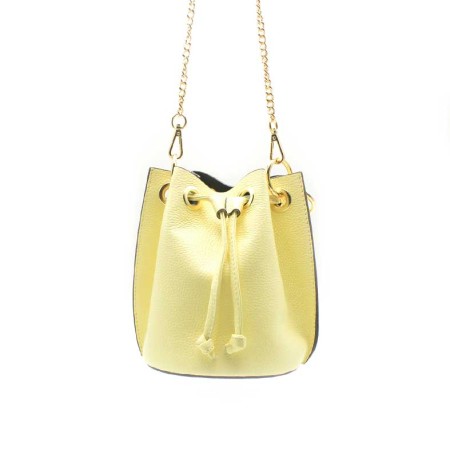 bolso bandolera amarilla piel cadena dorada elegante