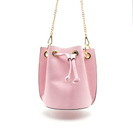 bolso bandolera rosa piel cadena dorada elegante