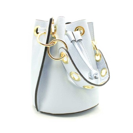 bolso bombonera piel azul celeste mujer cadena dorada