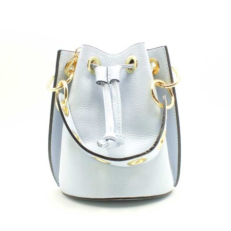 Bolso bombonera piel azul celeste