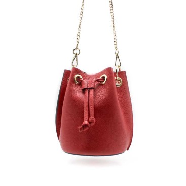 bolso bandolera rojo piel cadena dorada elegante