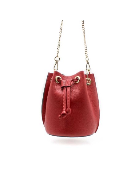 bolso bandolera rojo piel cadena dorada elegante