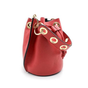 bolso bombonera piel rojo mujer cadena dorada