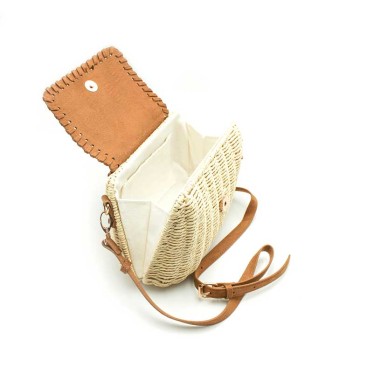 bolso pequeño mimbre lateral con correa ajustable