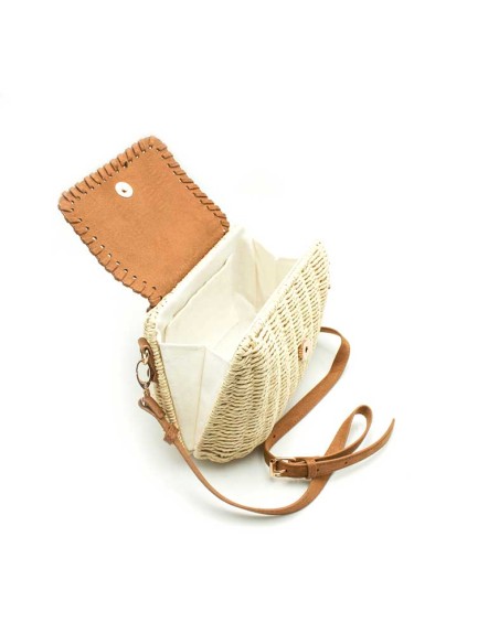 bolso pequeño mimbre lateral con correa ajustable