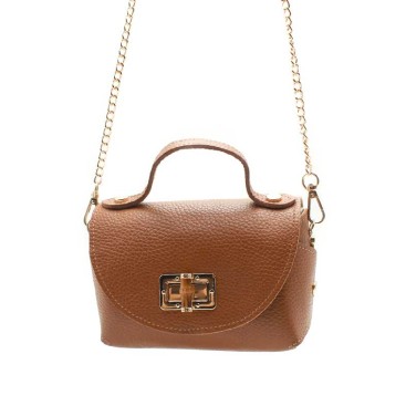 bolso elegante camel pequeño para eventos con asa de mano