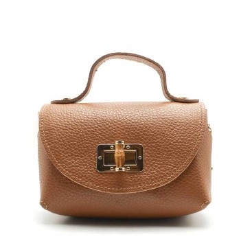 bolso elegante camel pequeño para eventos con asa de mano