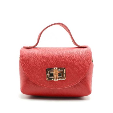 Bolso mini rojo de piel con cadena...