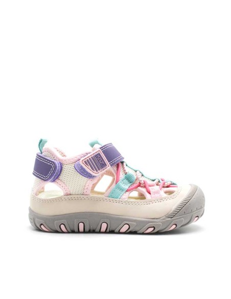 sandalias outdoor niña beige y rosa puntera reforzada