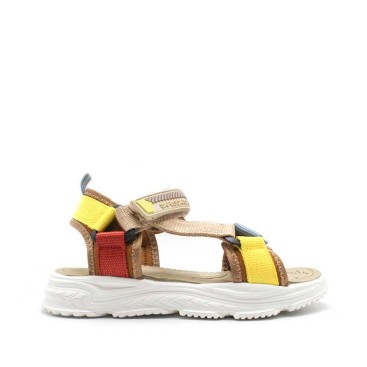 sandalias niño multicolor beige amarillo azul lateral