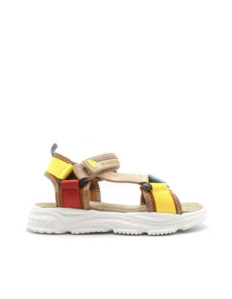 sandalias niño multicolor beige amarillo azul lateral