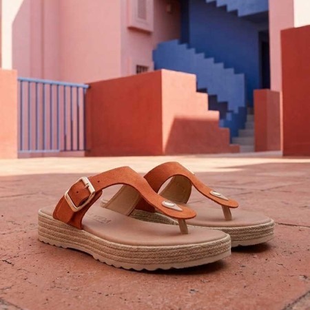 sandalia esclava dedo para mujer de piel serraje coral colección Pura Vida 2026