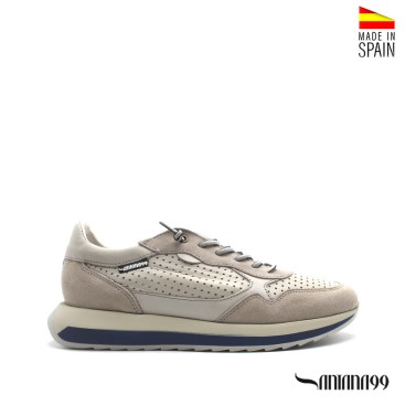 Zapatilla hombre gris piel Santana99 vista frontal