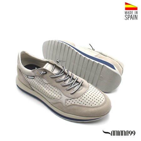 Zapatilla casual hombre gris con suela dentada
