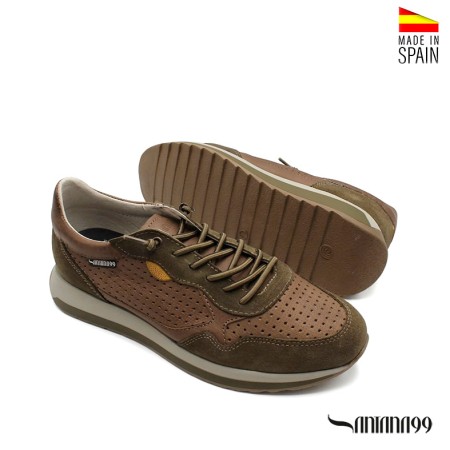 Zapatilla deportivas casual hombre cuero con suela dentada