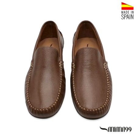 Mocasines marrones hombre piel vista superior conjunto